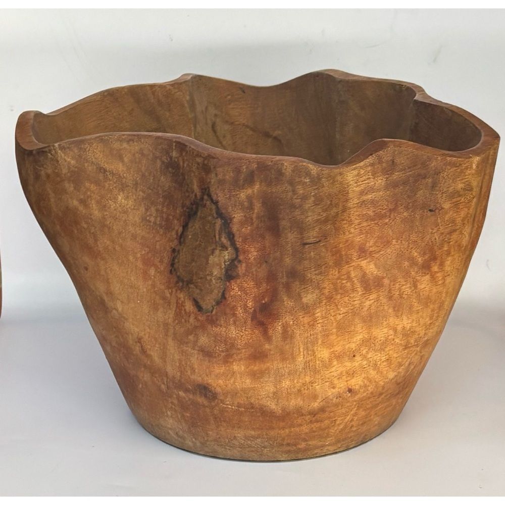Vintage Pottery Barn Hand Carved Solid  Mango Wood
Vessel Display Bowl